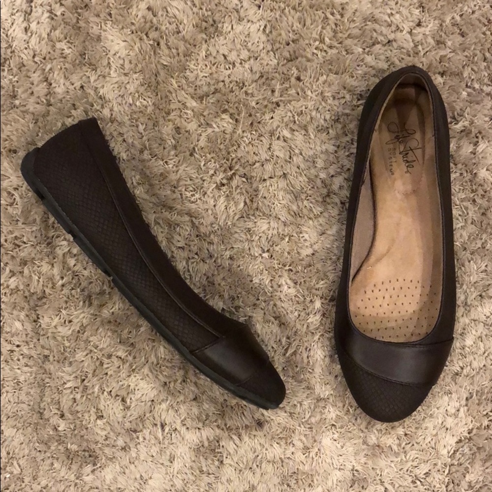 Life Stride Sizzle Brown Reptile Embossed Flats